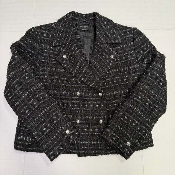 Kate Spade New York, Black Tweed Jacket, Size 12, Textured Blazer - Picture 6 of 9